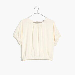 Madewell Linen-Blend Michele Bubble Top Lighthouse Small